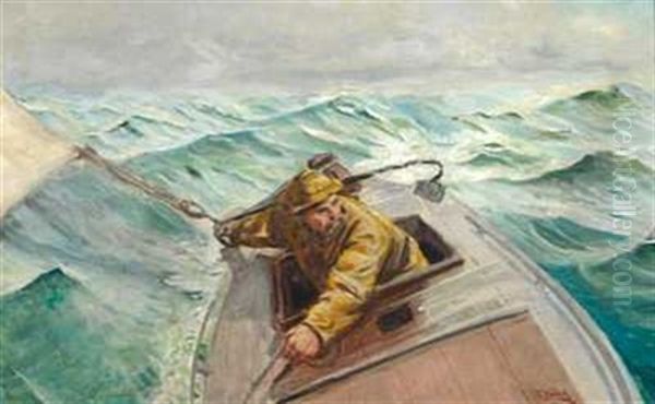 Los Ved Roret Oil Painting by Christian Krohg