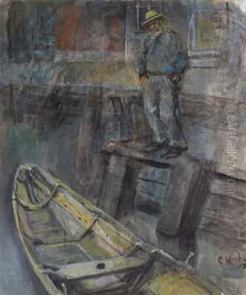 Mann Pa Brygge Oil Painting by Christian Krohg