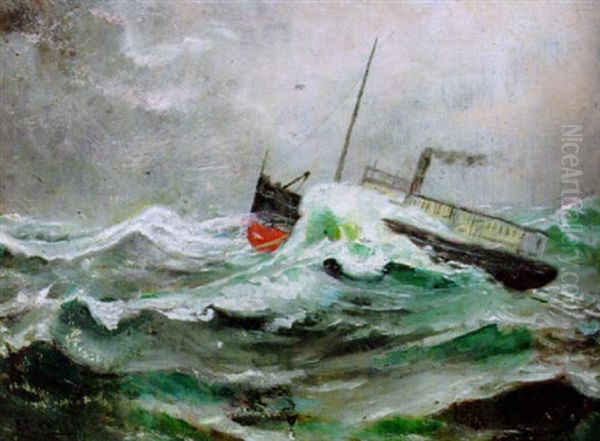 I Storm Oil Painting by Christian Krohg