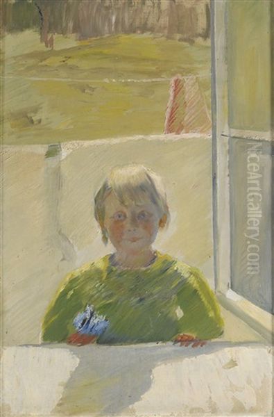 Nanna I Fonstret Oil Painting by Oda Krohg