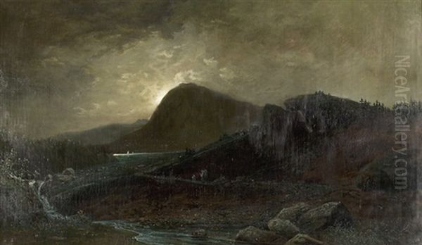 Heimkehrende Auf Passlandschaft Bei Abendstimmung Oil Painting by Oskar Kroll