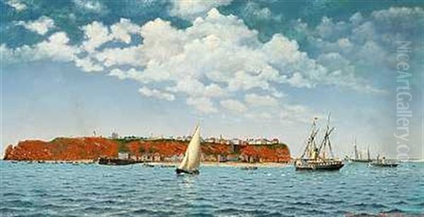 Hollandsk Hjuldamper Og Skibe Ud For Helgoland Oil Painting by Albert Kromann