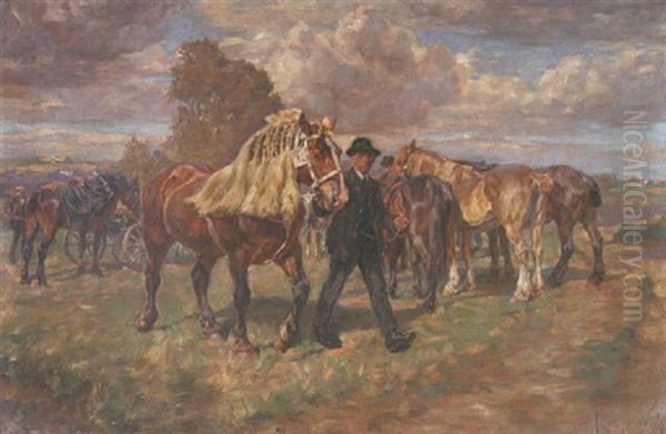 Haflinger-vorfuhrung In Oberbayern Oil Painting by Paul Peter (Max) Krombach