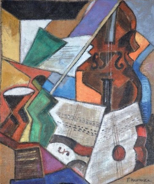 Nature Morte Au Violon Oil Painting by Frederico Kromka