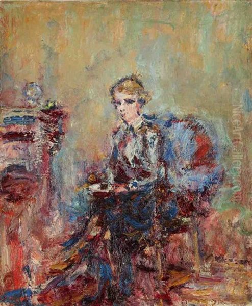 Jeune Femme Assise Oil Painting by Paul Kron