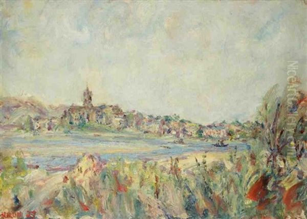 Village En Bord De Riviere Oil Painting by Paul Kron