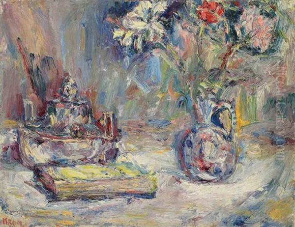 Nature Morte Au Livre Oil Painting by Paul Kron