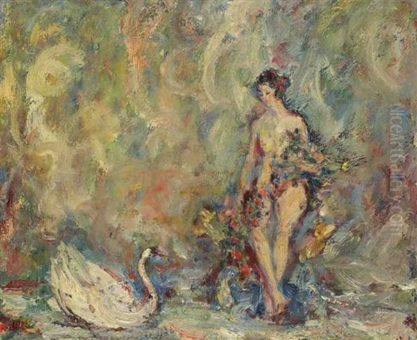 Leda Oil Painting by Paul Kron