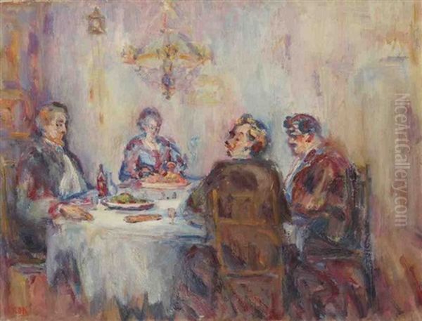 Le Diner De Famille Oil Painting by Paul Kron