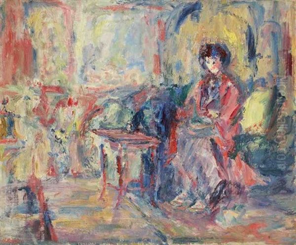 Femme Assise Au Gueridon Oil Painting by Paul Kron