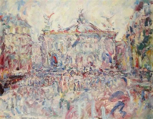 Paris, Place De L'opera Oil Painting by Paul Kron