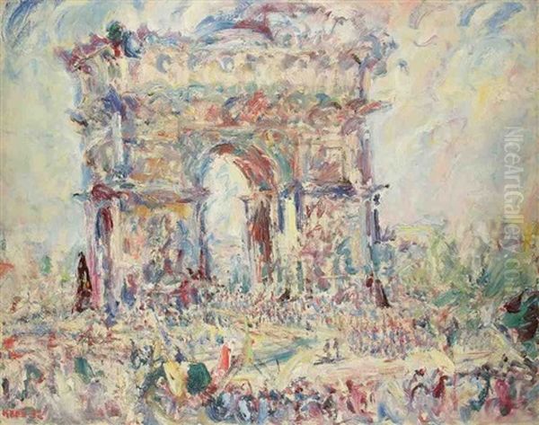 Paris, L'arc De Triomphe Place De L'etoile Oil Painting by Paul Kron