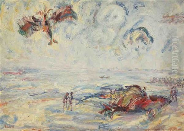 Le Cerf-volant Au Bord De La Mer Oil Painting by Paul Kron