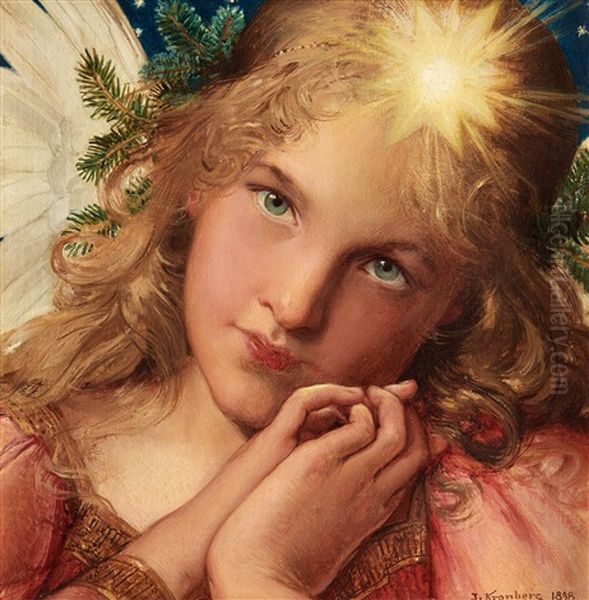 Anglahufvud (the Head Of An Angel) Oil Painting by Julius Johann Ferdinand Kronberg