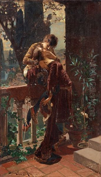 Romeo Och Julia (pair) Oil Painting by Julius Johann Ferdinand Kronberg