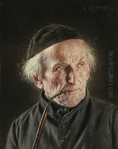 Rauchender Priester Oil Painting by Carl Kronberger