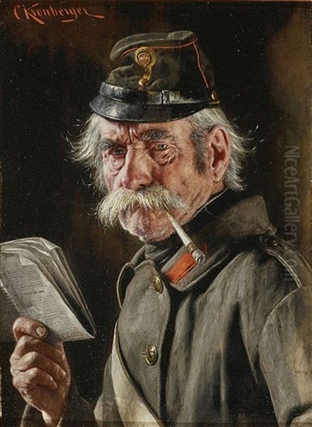 Veteran Mit Zigarre Und Zeitung Oil Painting by Carl Kronberger