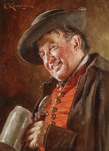 Bauer Mit Bierkrug Oil Painting by Carl Kronberger