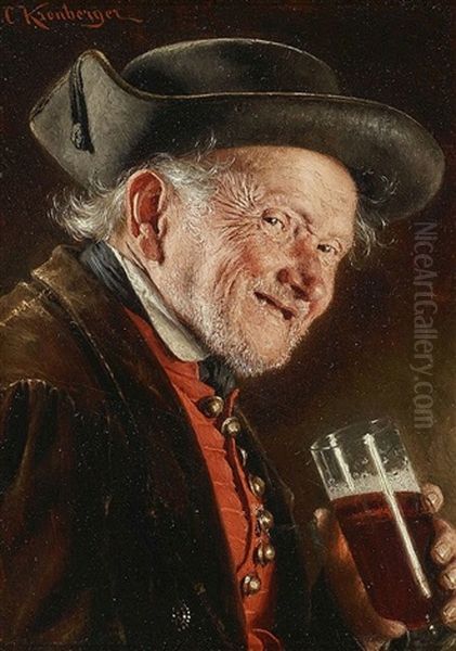 Bier Trinkender Bauer Oil Painting by Carl Kronberger