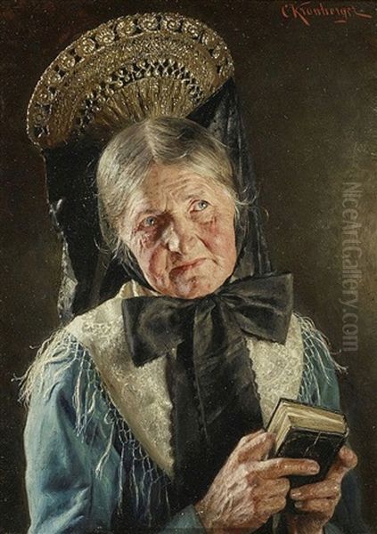 Bauerin Mit Gebetbuch Oil Painting by Carl Kronberger