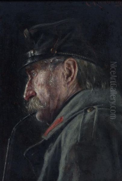 Portrait Of A Soldier Oil Painting by Carl Kronberger