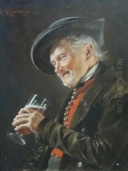 A Welcome Glass Oil Painting by Carl Kronberger