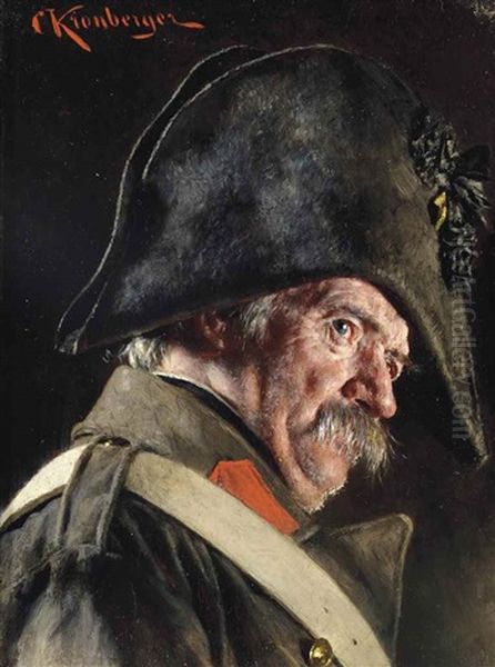 An Austrian Veteran Oil Painting by Carl Kronberger