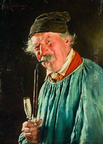 Rauchender Bauer Oil Painting by Carl Kronberger