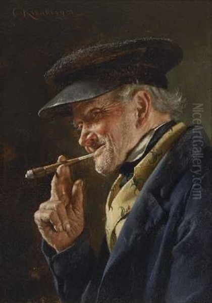 Bauer Mit Zigarre Oil Painting by Carl Kronberger