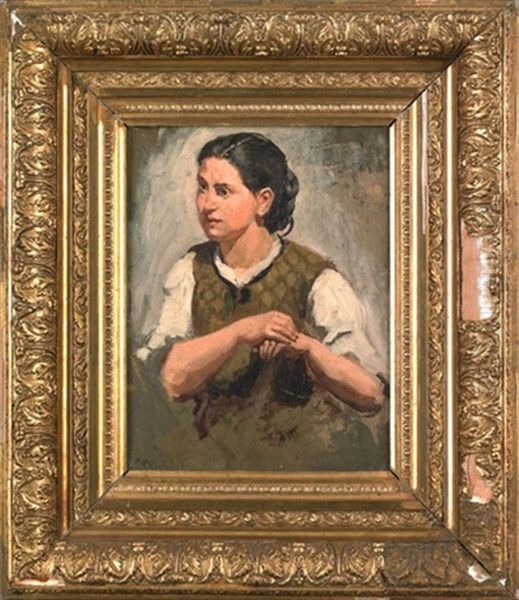 Portrait Of A Woman Oil Painting by Carl Kronberger