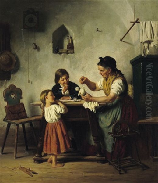 Warten Auf Die Puppe Oil Painting by Carl Kronberger