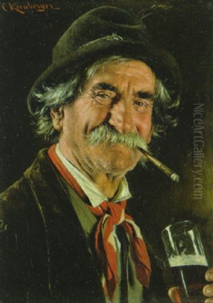 Biertrinker Oil Painting by Carl Kronberger