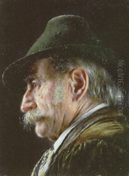 Bauer Mit Filzhut Oil Painting by Carl Kronberger