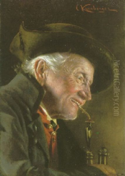 Bauer Mit Tabakpfeife Oil Painting by Carl Kronberger