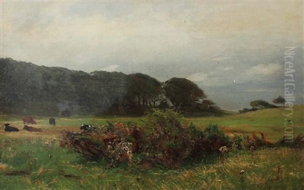 Landschaft Mit Kuhen Auf Der Weide Oil Painting by Christian (Johann Christian) Kroener