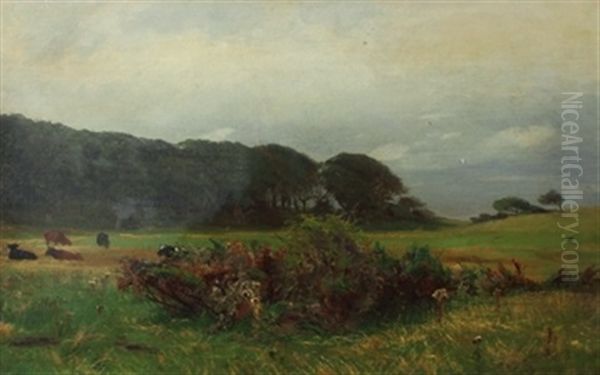 Landschaft Mit Kuhen Auf Der Weide Oil Painting by Christian (Johann Christian) Kroener