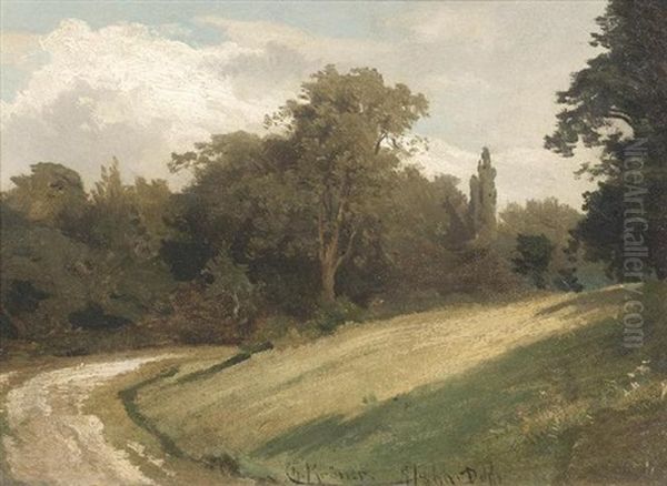 Der Waldweg Oil Painting by Christian (Johann Christian) Kroener