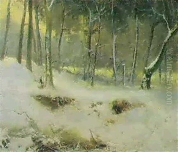 Winterlicher Wald Oil Painting by Christian (Johann Christian) Kroener