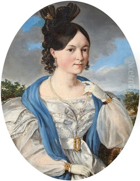 Portrait Of A Lady Oil Painting by Joseph Kroepsch