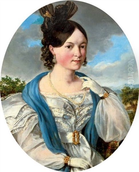 Portrait Of A Lady Oil Painting by Joseph Kroepsch