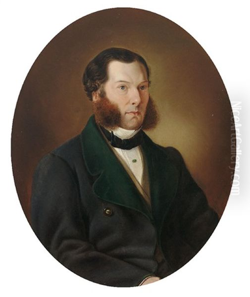 Portrait Eines Soignierten Herren Mit Backenbart, In Dunkler Jacke Oil Painting by Wenzel Kroupa