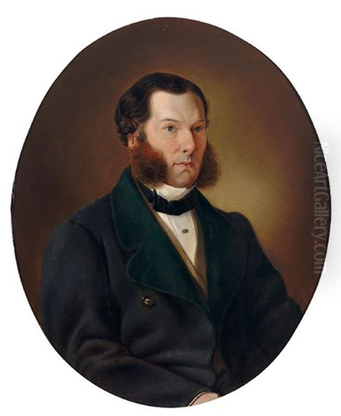 Portrait Eines Soignierten Herren Mit Backenbart, In Dunkler Jacke Oil Painting by Wenzel Kroupa