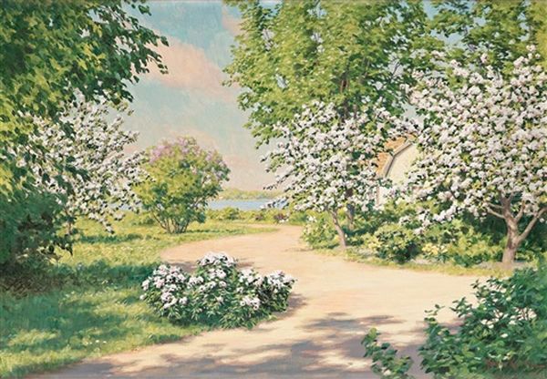 Summer Landscape Oil Painting by Johan Fredrik Krouthen