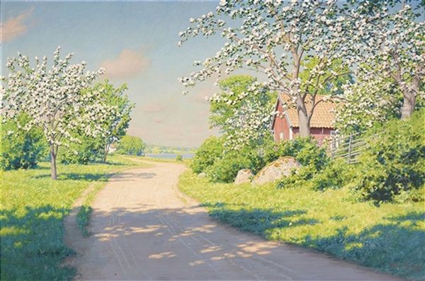 Sommaridyll Oil Painting by Johan Fredrik Krouthen