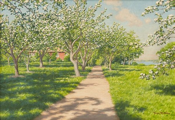 Varlandskap Med Blommande Frukttrad by Johan Fredrik Krouthen