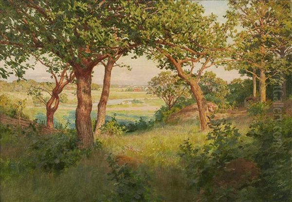 Skogsglanta I Ostergotland Oil Painting by Johan Fredrik Krouthen