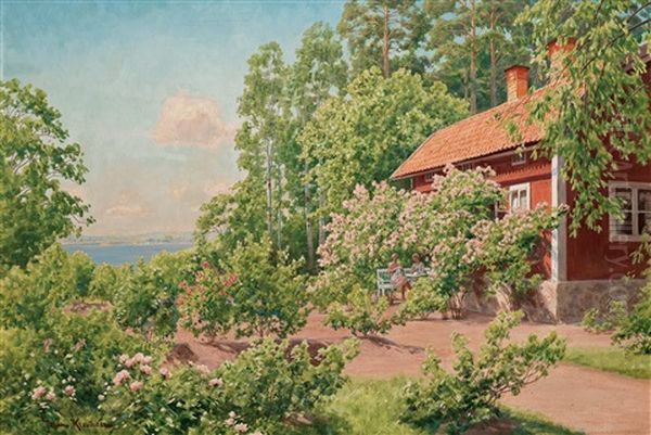 In The Garden Oil Painting by Johan Fredrik Krouthen