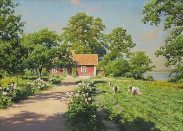 Sommarnoje I Tradgardslandet Oil Painting by Johan Fredrik Krouthen