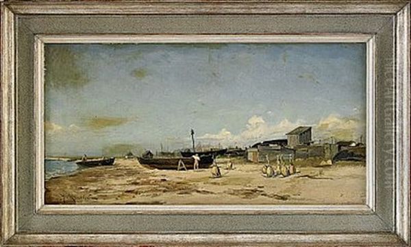 Kustvy Fran Skagen Oil Painting by Johan Fredrik Krouthen