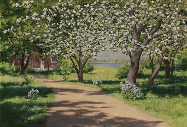 Blommande Frukttrad Oil Painting by Johan Fredrik Krouthen